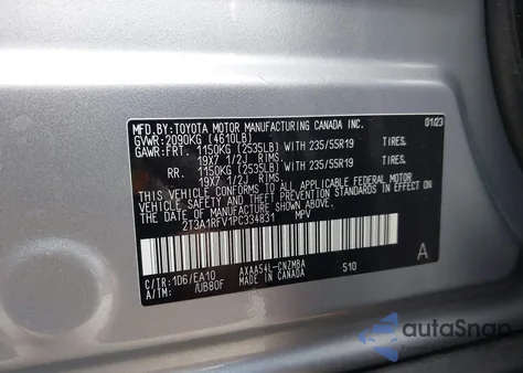 2023 Toyota Rav4 Xle Premium from USA, damaged, VIN 2T3A1RFV1PC334831